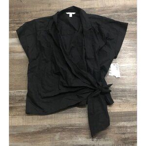 Nine West Wrap Top Blouse Black Size XL New with Tags